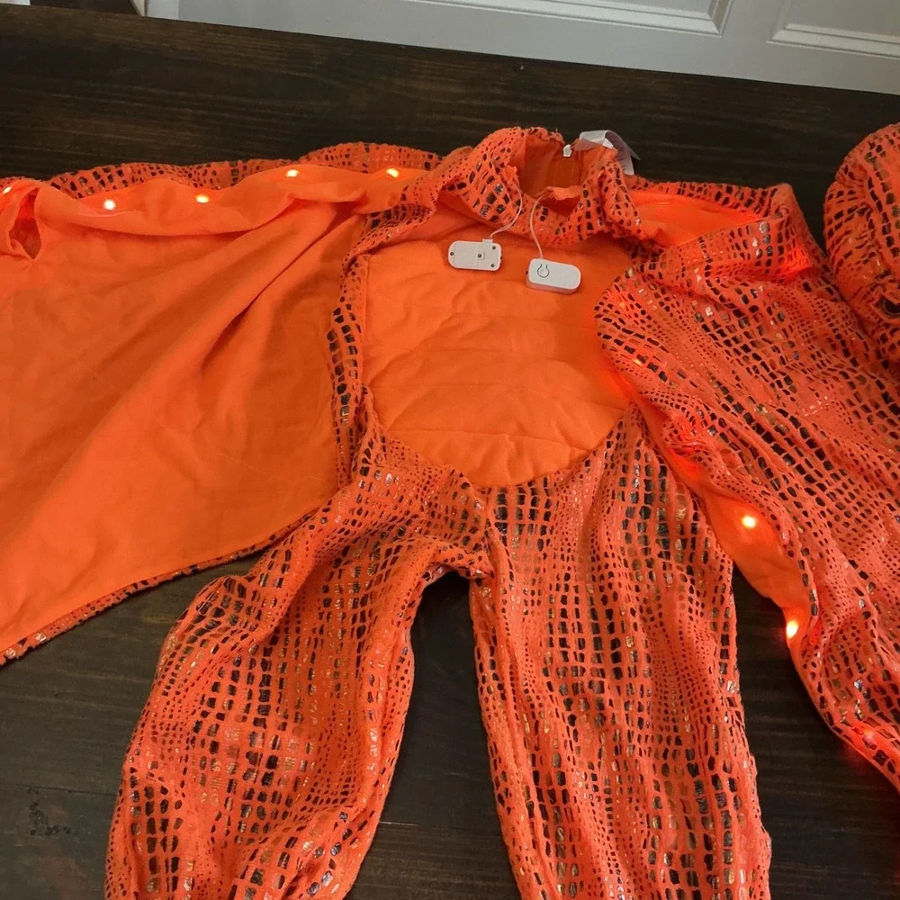 Pottery Barn Kids Light Up Pterodactyl Costume Orange Dinosaur 4-6y WORKS